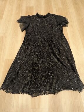 Jessakae Black Sequin Sparkle Floral Dress Size 3xl